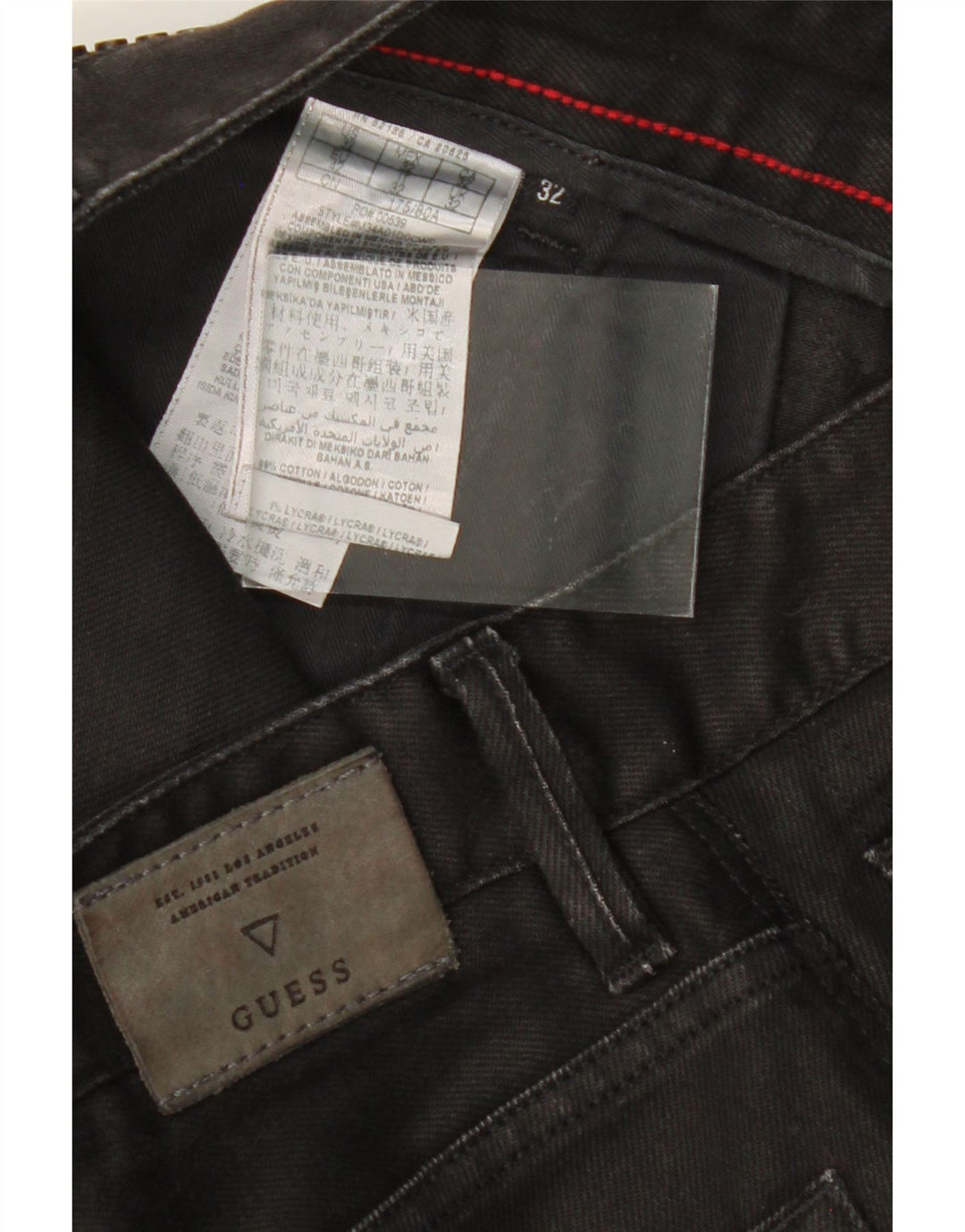 GUESS Mens Slim Tapered Jeans W32 L32 Black Cotton Vintage Guess and Second-Hand Guess from Messina Hembry 