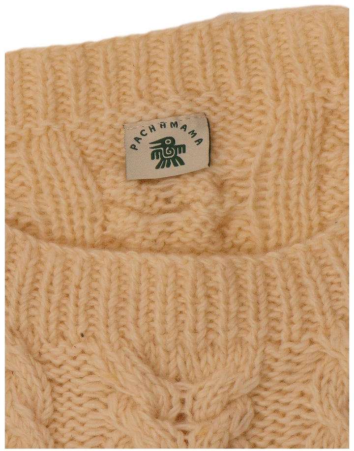 Maglione da uomo con scollo a barca Pachamama, grande, in lana bianca