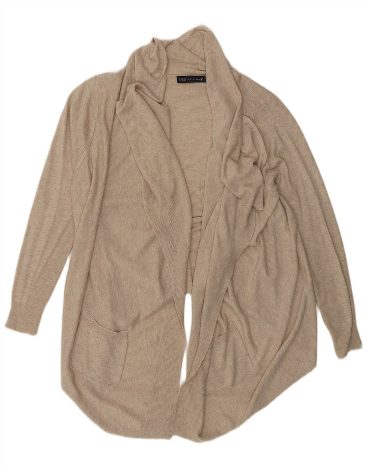 Maglione cardigan aperto oversize da donna Marks & Spencer UK 10 piccolo Beige