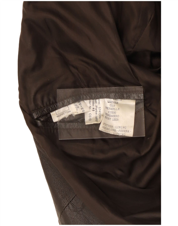Giacca in pelle da uomo vestibilità ampia VINTAGE UK 36 piccola pelle marrone