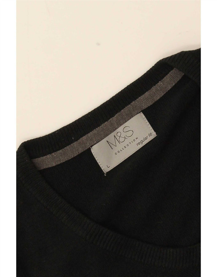 Maglione da uomo Marks & Spencer vestibilità regolare con scollo a V grande nero