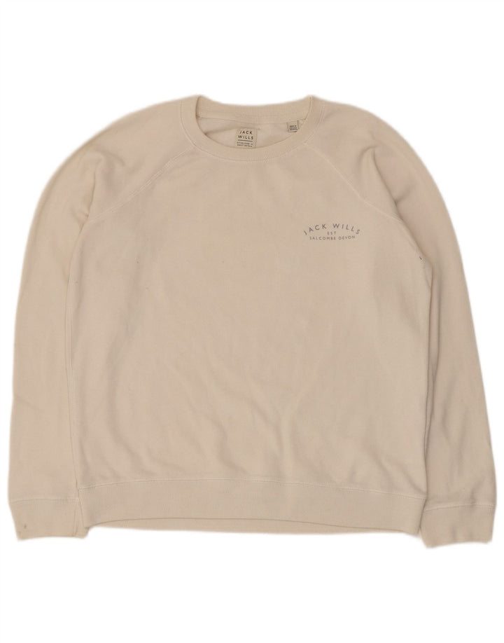 Felpa da donna Jack Wills UK 14 grande cotone bianco