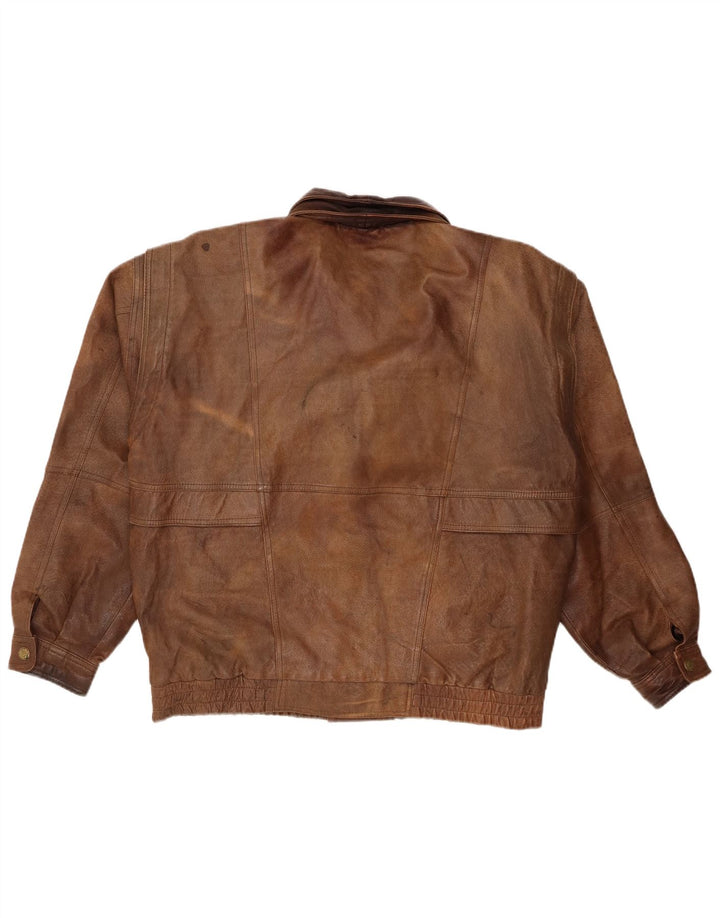 Giacca in pelle vintage da uomo UK 44 2XL Pelle marrone