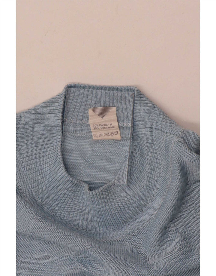 Maglione vintage da donna con collo alto e collo alto IT 46 grande poliacrilico blu