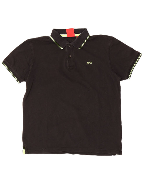 Polo da uomo Rifle Large in cotone nero