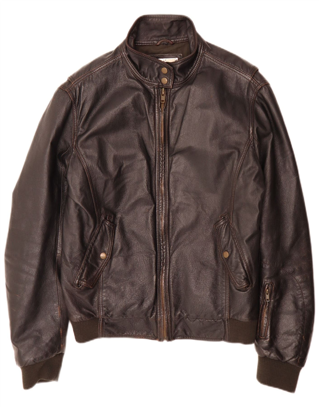 Giubbotto bomber in pelle vintage da uomo IT 52 XL Marrone retrò
