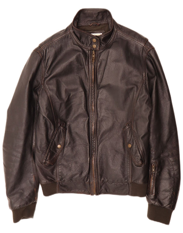 Giubbotto bomber in pelle vintage da uomo IT 52 XL Marrone retrò