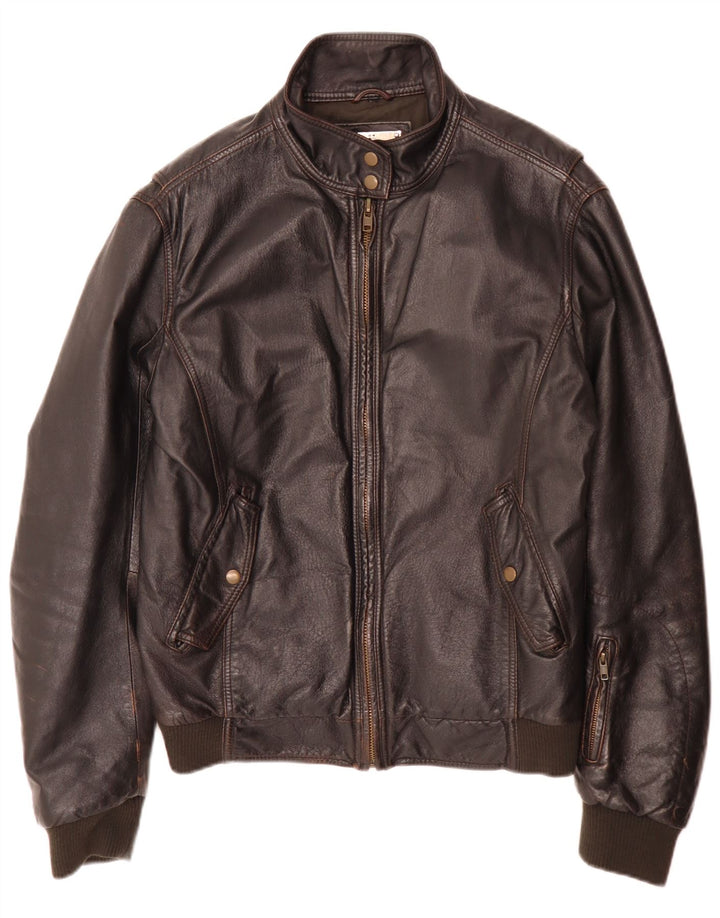 Giubbotto bomber in pelle vintage da uomo IT 52 XL Marrone retrò