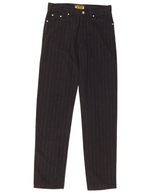 Pantaloni casual affusolati da uomo vintage W33 L33 in cotone a righe nere