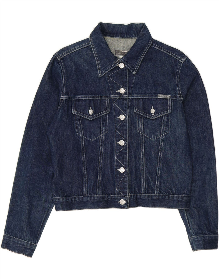 CLARK Womens Crop Denim Jacket UK 14 Medium Navy Blue Cotton Vintage CLARK and Second-Hand CLARK from Messina Hembry 