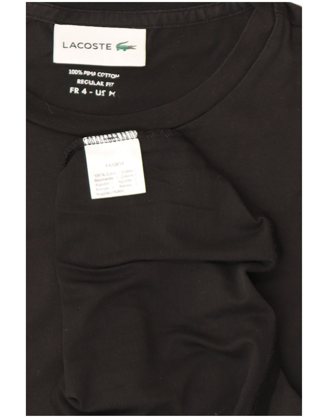 T-shirt da uomo vestibilità regolare Lacoste taglia 4 media cotone nero