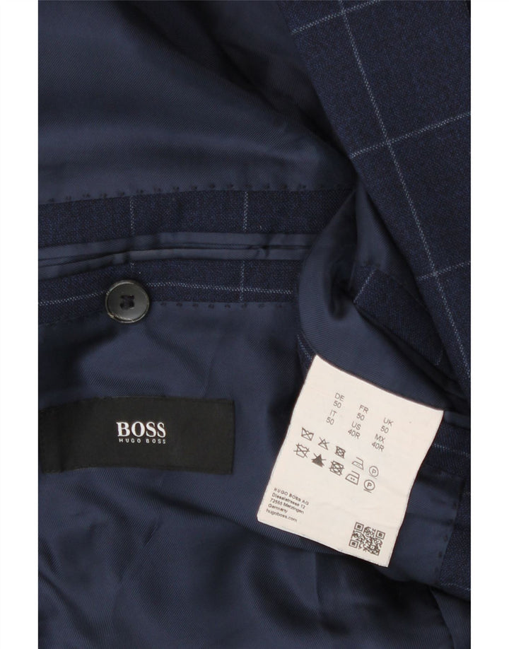 Giacca blazer da uomo a 2 bottoni Hugo Boss EU 50 grande blu navy a quadri
