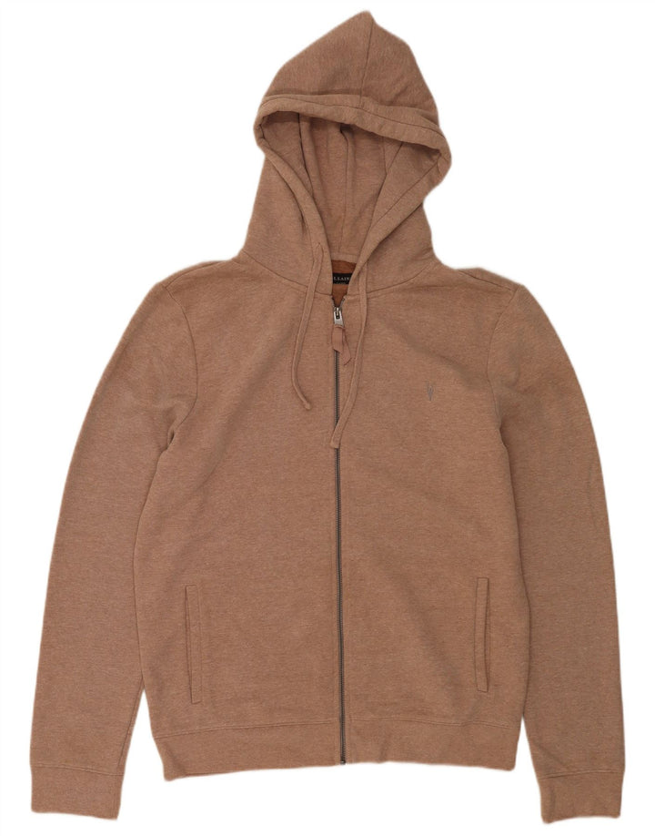 Maglione con cappuccio e zip da uomo di All Saints, grande, in cotone marrone