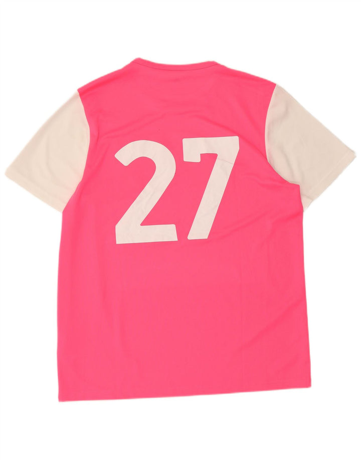 T-shirt grafica ADIDAS da uomo Climalite, grande, in poliestere color block rosa