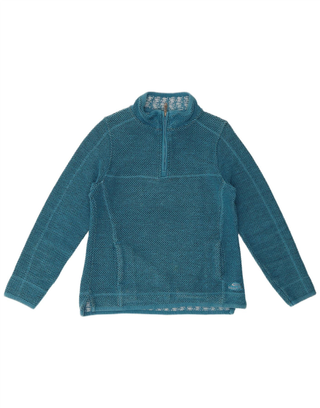 WEIRD FISH Felpa da donna con collo con zip Maglione UK 12 Cotone blu medio