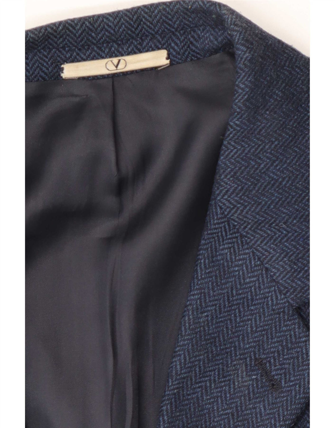 Giacca blazer da uomo a 3 bottoni Valentino UK 38 media blu navy a spina di pesce