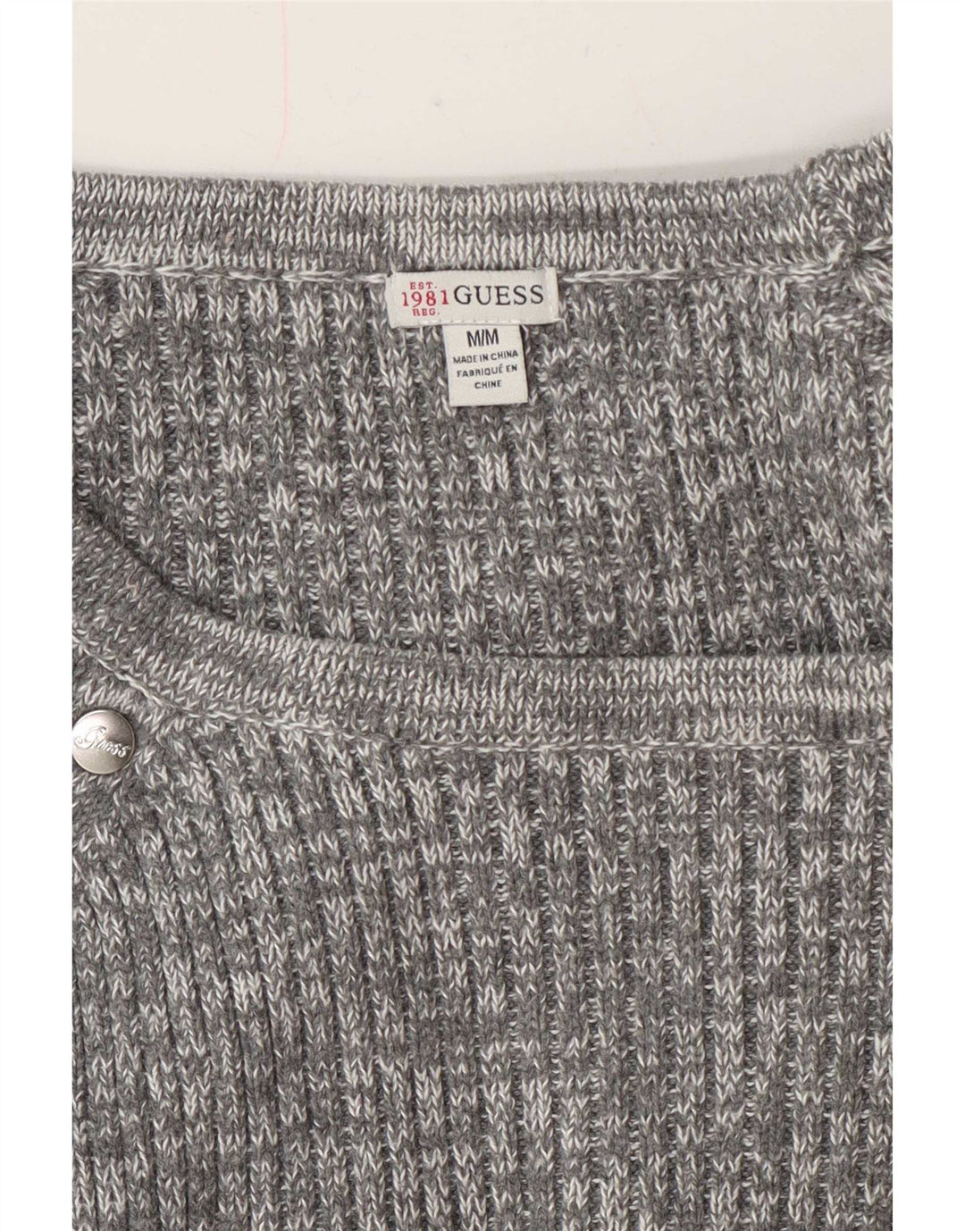 Maglione maglione con scollo a barca da donna Guess UK 14 Grigio medio chiazzato