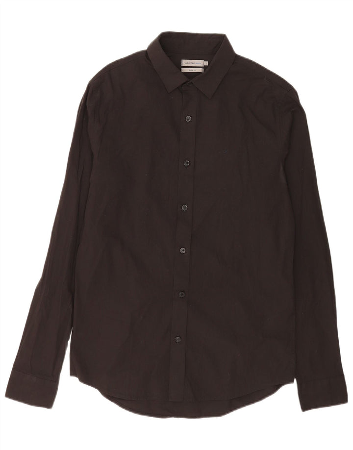 Camicia slim fit da uomo Calvin Klein Jeans piccola in cotone nero