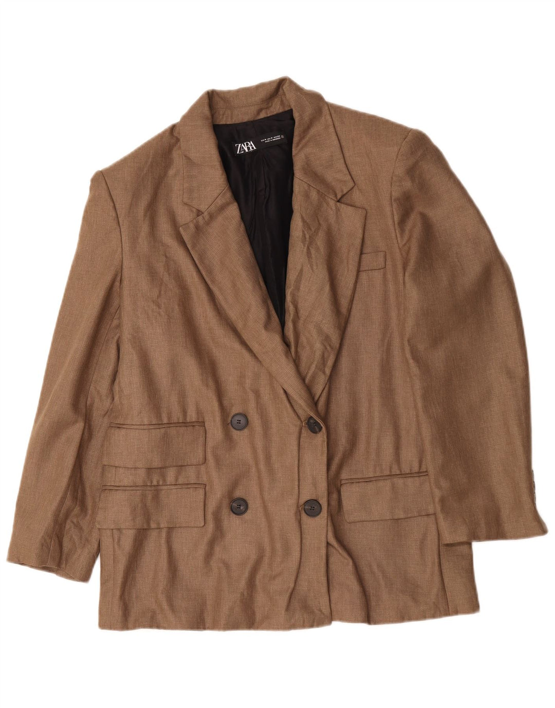 Giacca blazer doppiopetto oversize da donna Zara UK 14 Marrone medio