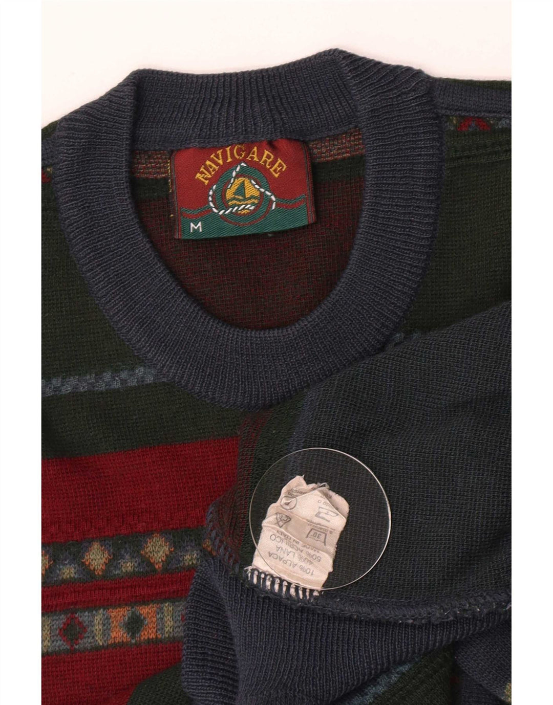 Maglione maglione girocollo da uomo Navigare, acrilico a righe multicolore medio