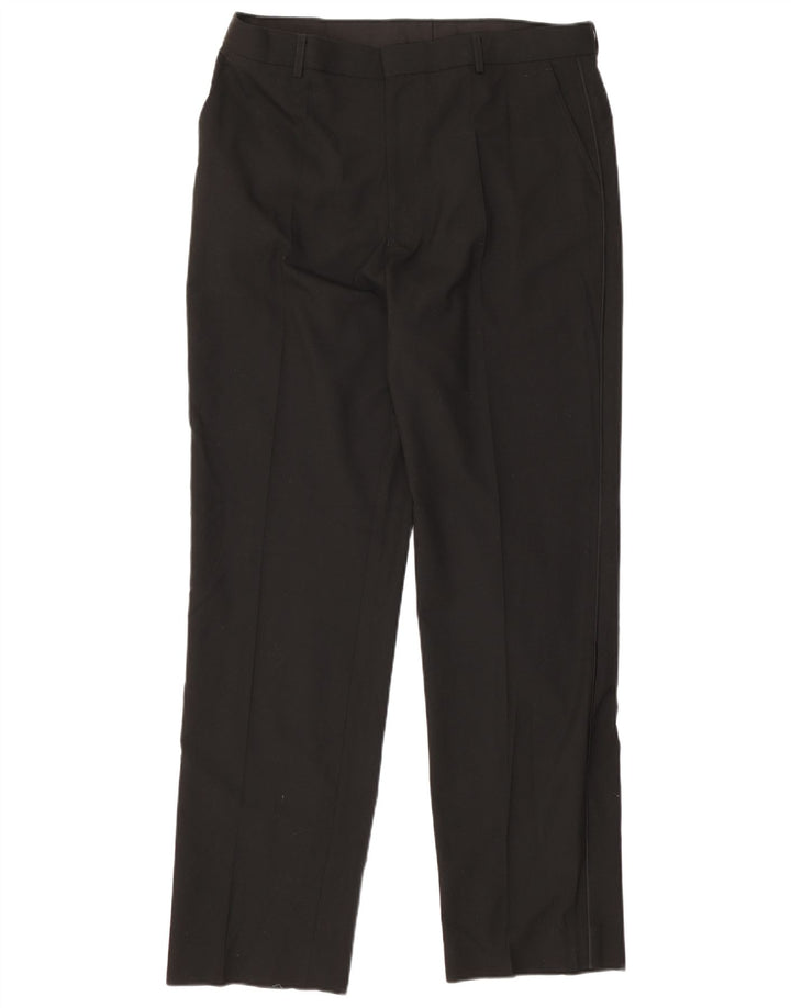 Pantaloni da abito dritti da uomo Marks & Spencer W36 L33 poliestere nero