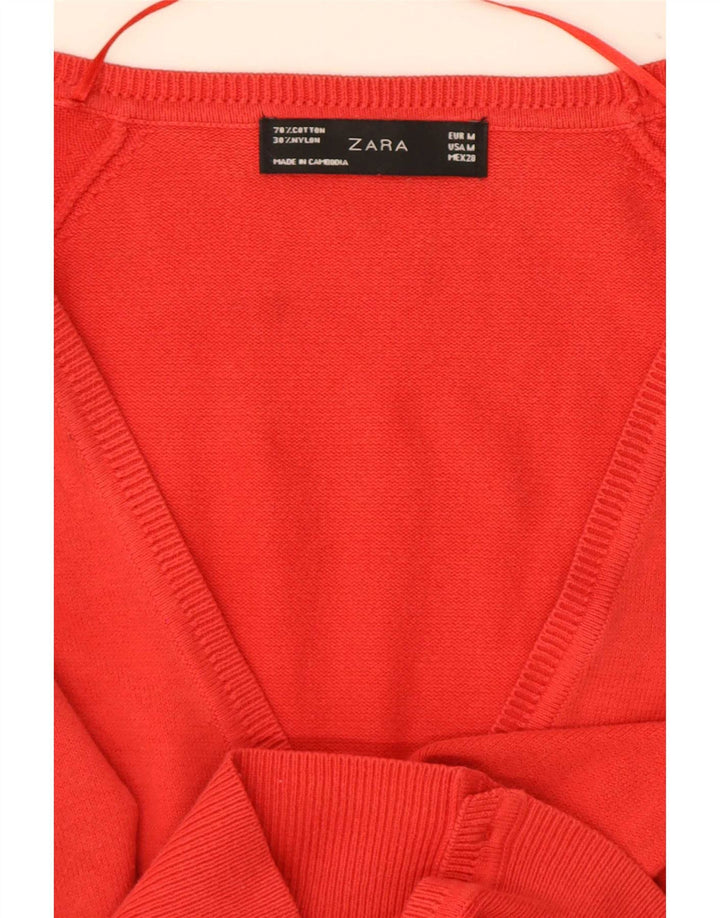 Maglione cardigan da donna Zara UK 12 cotone rosso medio