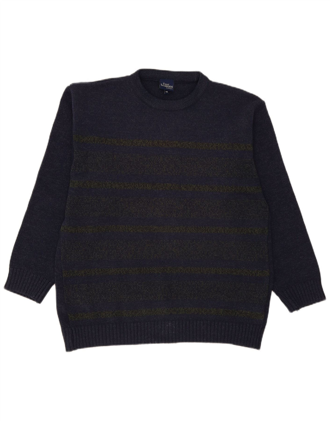 Maglione maglione girocollo da uomo Four Seasons Acrilico a righe blu navy medio