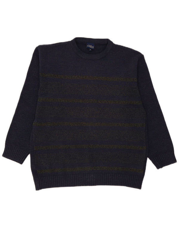 Maglione maglione girocollo da uomo Four Seasons Acrilico a righe blu navy medio