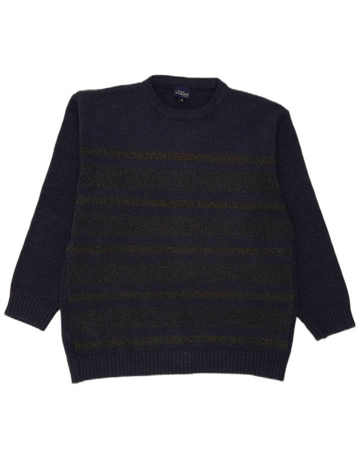 Maglione maglione girocollo da uomo Four Seasons Acrilico a righe blu navy medio