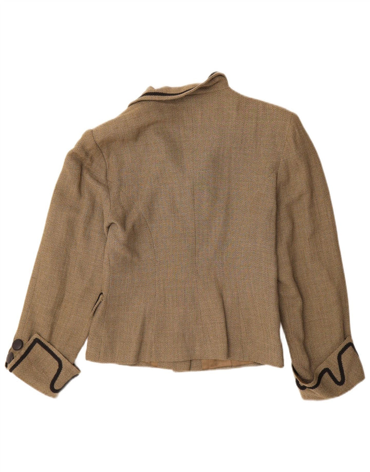 Giacca blazer vintage da donna a 4 bottoni UK 8 piccola beige