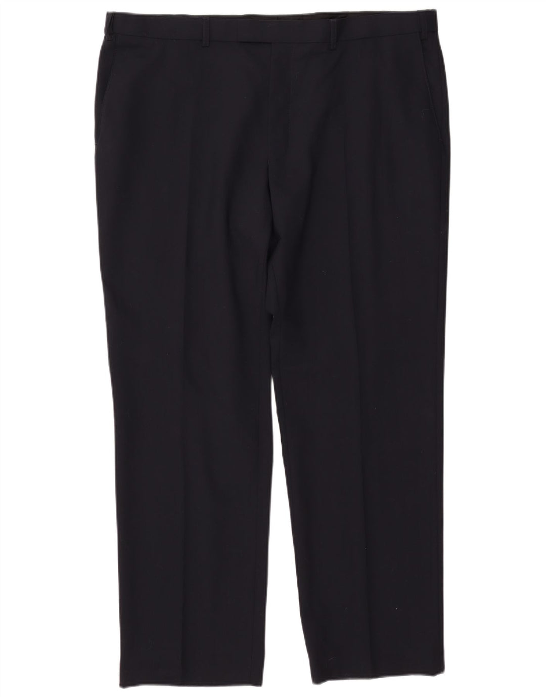 MARKS & SPENCER Pantaloni da abito dritti da prestazione da uomo W42 L31 Blu navy