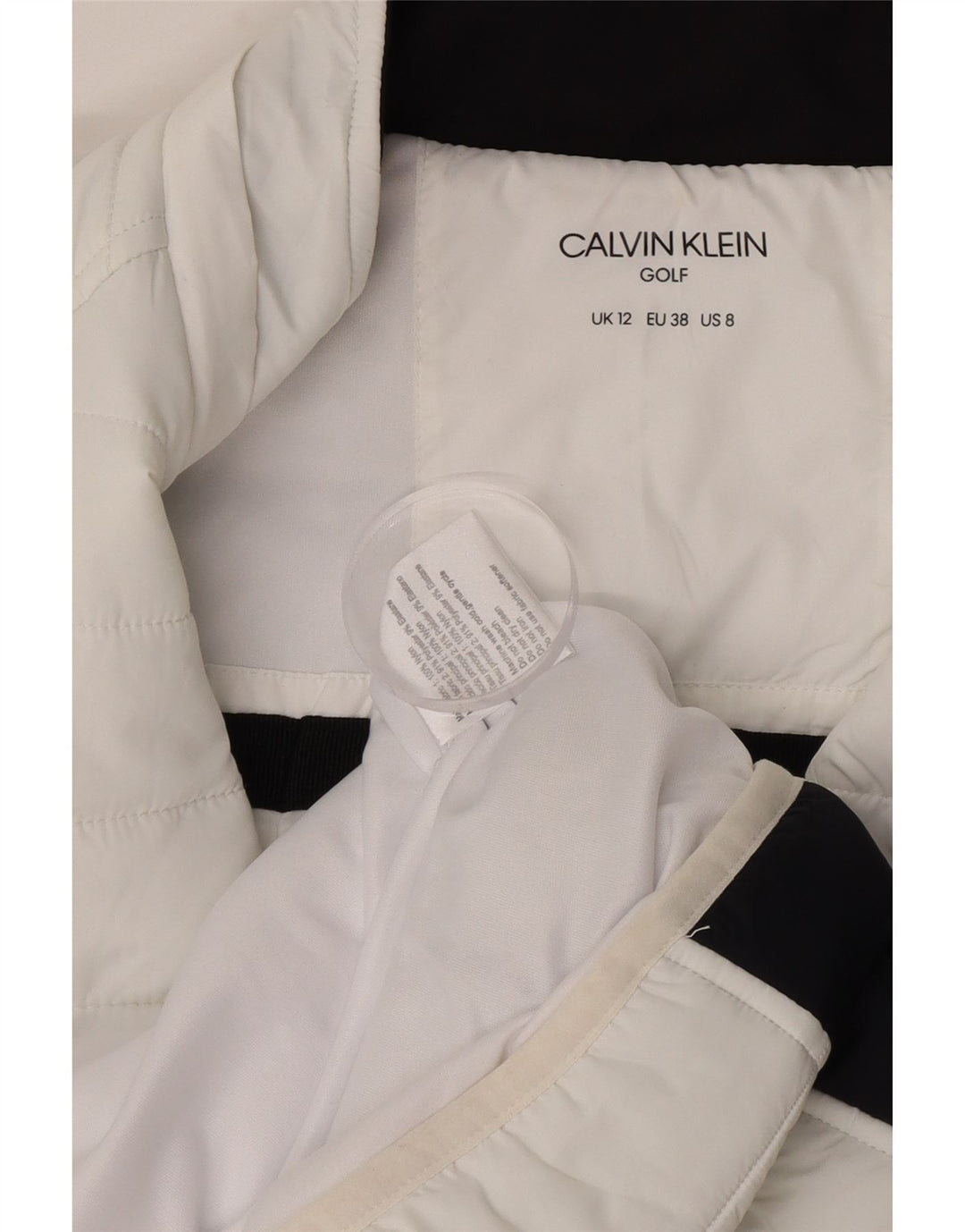 Giacca imbottita da golf da donna Calvin Klein UK 12 Medium White Colourblock
