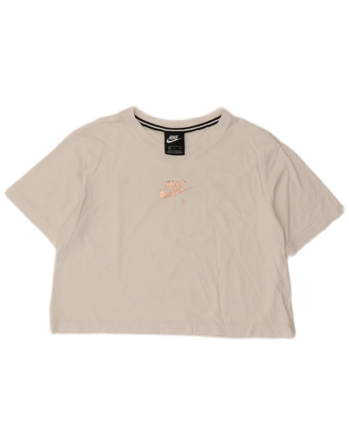 T-shirt grafica corta Nike da donna UK 14 medio bianco