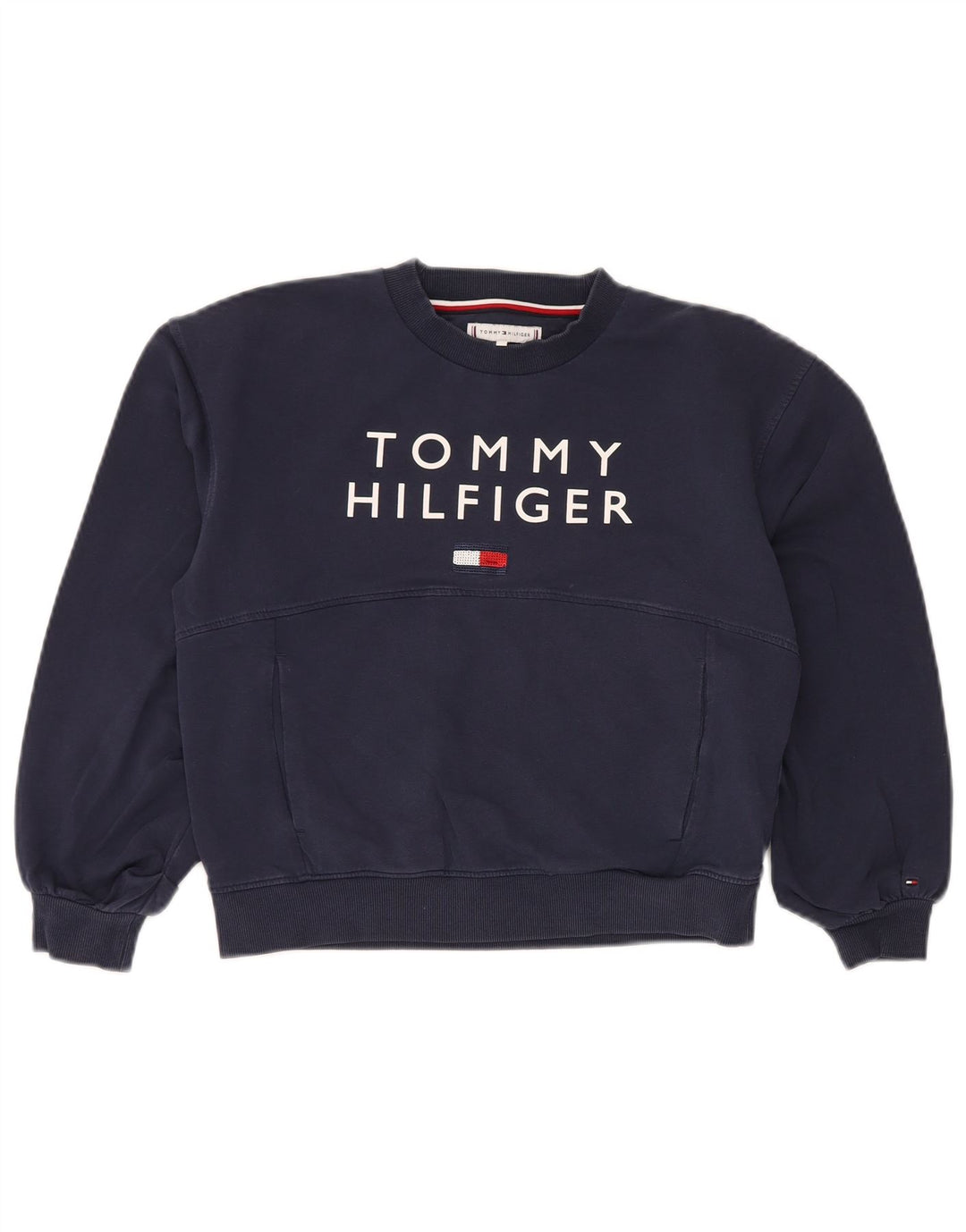 TOMMY HILFIGER Felpa corta con grafica per ragazze 11-12 anni blu navy
