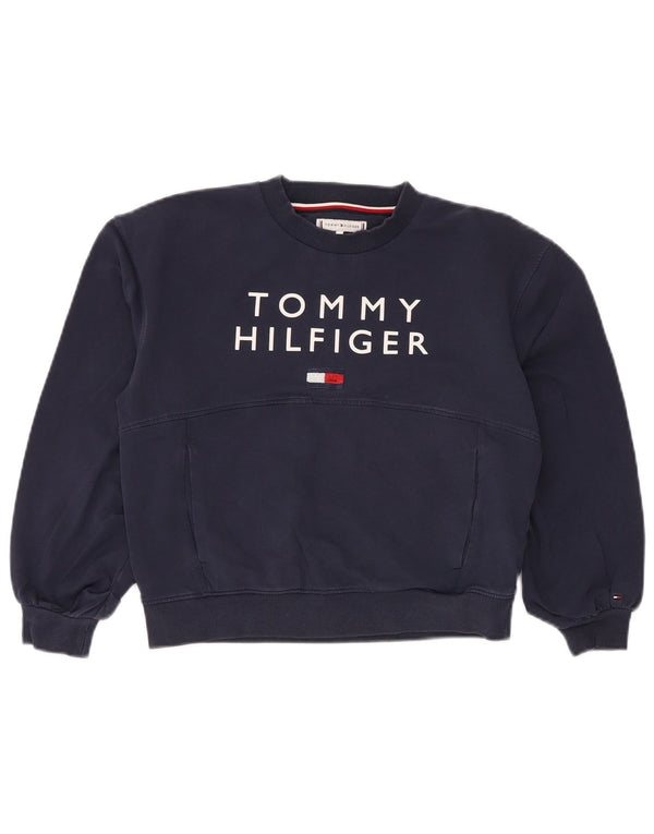 TOMMY HILFIGER Felpa corta con grafica per ragazze 11-12 anni blu navy
