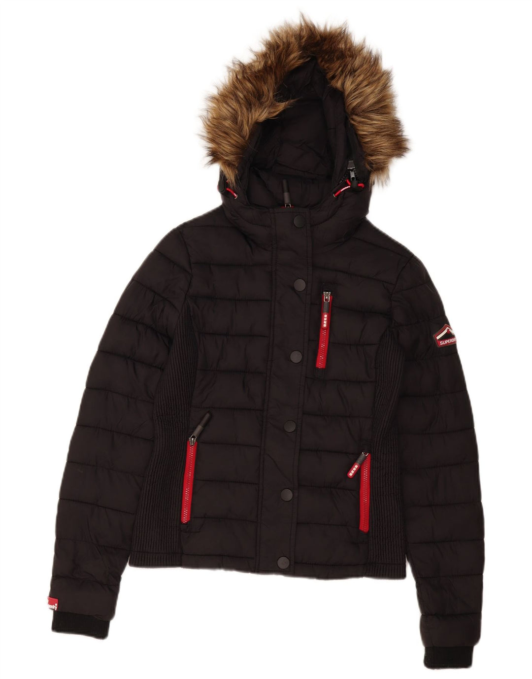 Giacca imbottita con cappuccio da donna Superdry UK 10 Small poliestere nero