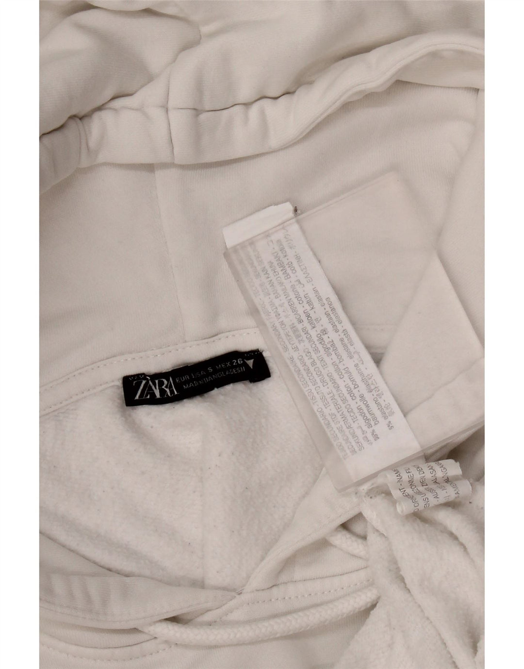 Felpa con cappuccio grafica corta oversize da donna Zara UK 10 piccola in cotone bianco