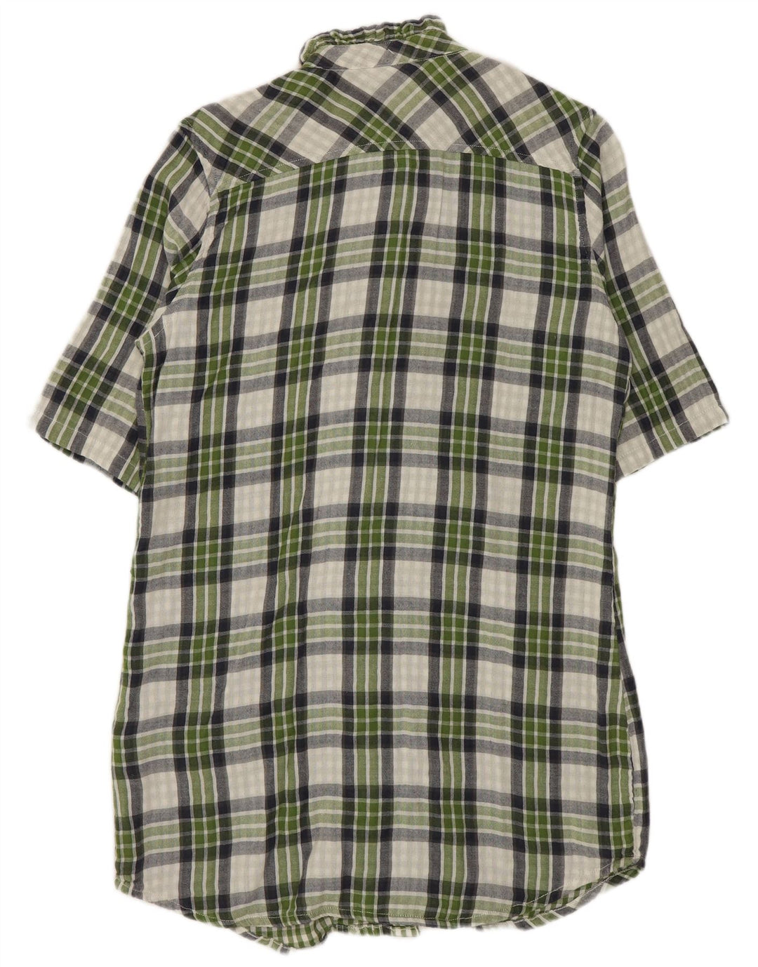 Think Pink Abito a camicia da donna con volant sul davanti UK 14 Cotone a quadri verde medio