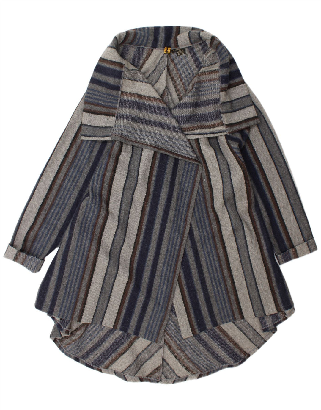 Soprabito aperto da donna vintage UK 20 2XL Lana a righe blu navy