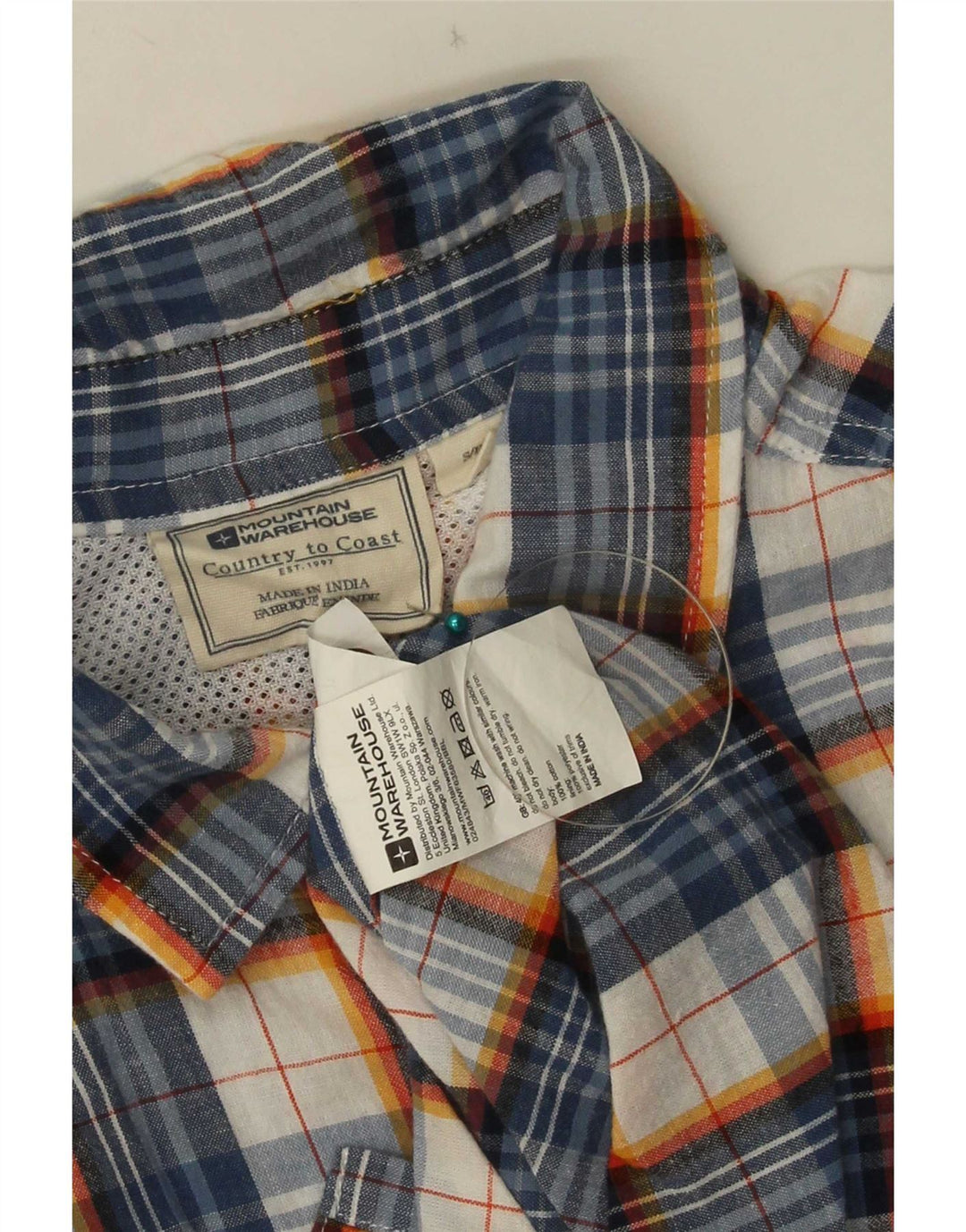 Camicia a maniche corte da uomo Mountain Warehouse in poliestere a quadri blu piccolo