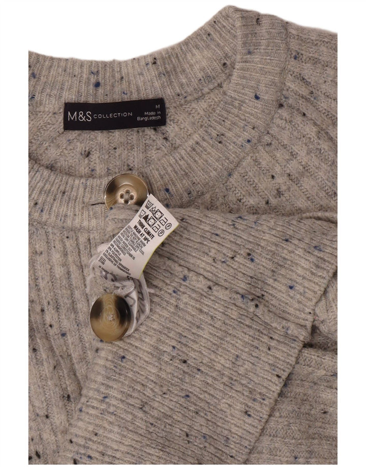 Maglione cardigan corto da donna Marks & Spencer UK 12 Grigio medio chiazzato