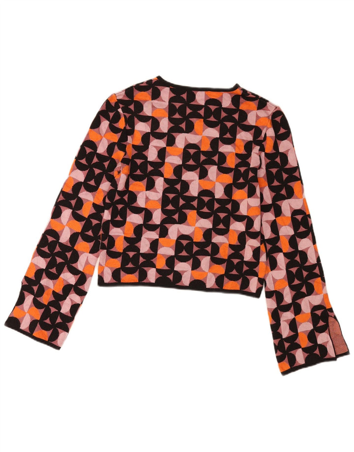 Top corto da donna Zara a maniche lunghe UK 12 medio multicolore geometrico