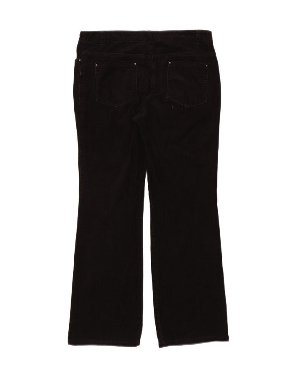Pantaloni di velluto a coste a vita alta da donna Marks & Spencer UK 14 Large W32 L29 Bla