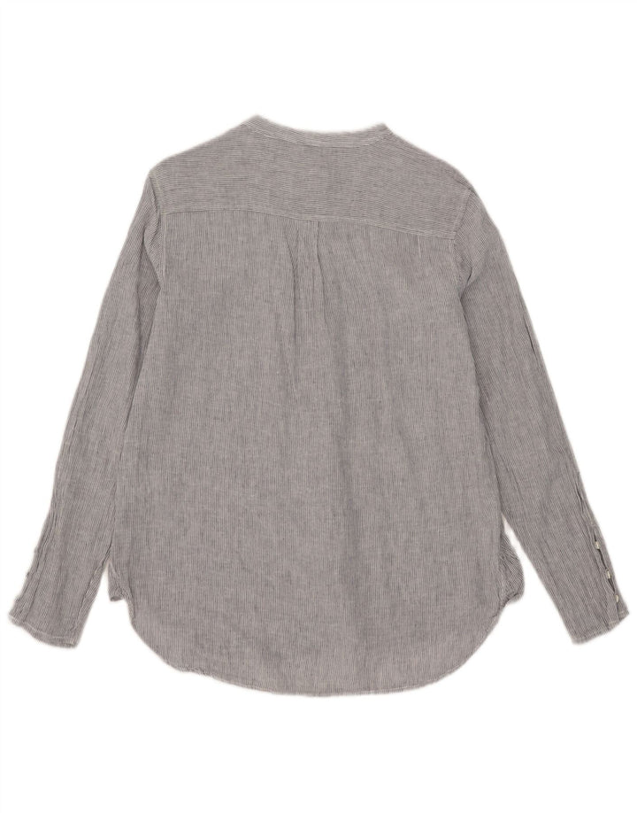 Camicia da donna di Dack UK 12 Lino gessato blu medio