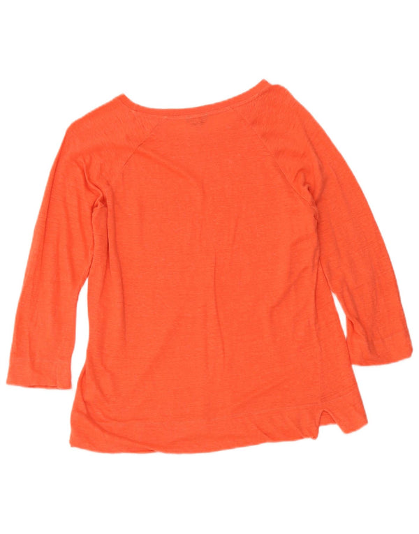 Jigsaw Top da donna manica 3/4 UK 12 Lino arancione medio