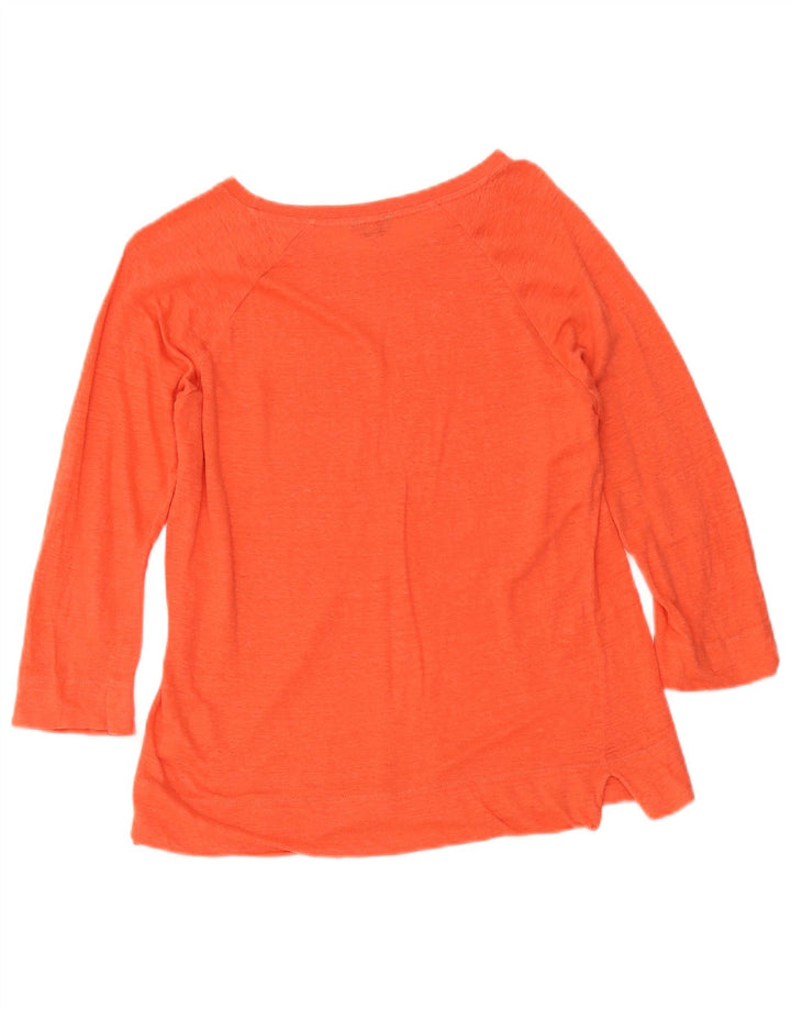 Jigsaw Top da donna manica 3/4 UK 12 Lino arancione medio