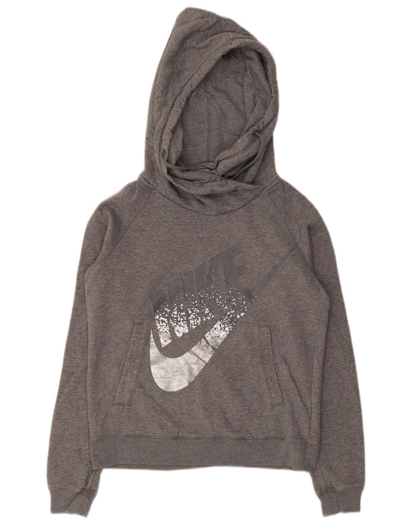 Felpa con cappuccio grafica Nike da donna UK 10 piccola in cotone grigio