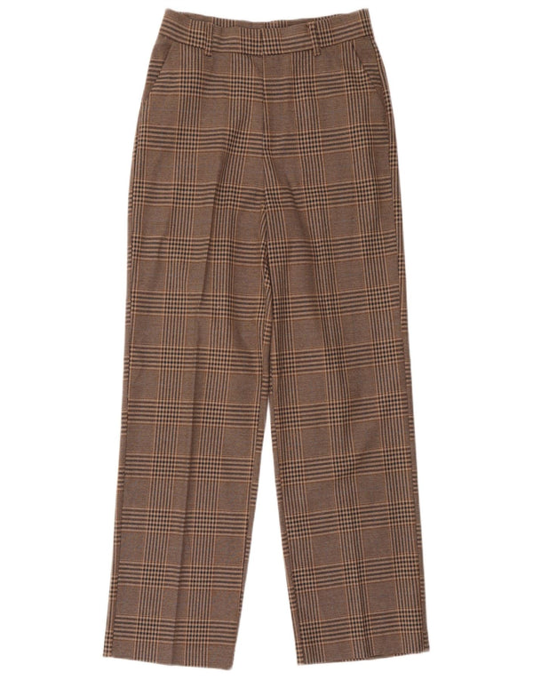 Pantaloni da abito affusolati a vita alta da donna Zara XS W24 L30 pied de poule marroni