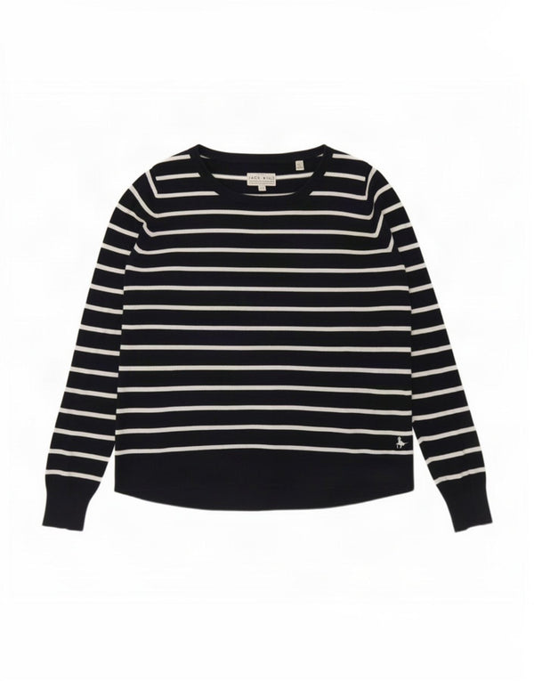 Maglione maglione con scollo a barca da donna Jack Wills UK 10 piccolo a righe blu navy