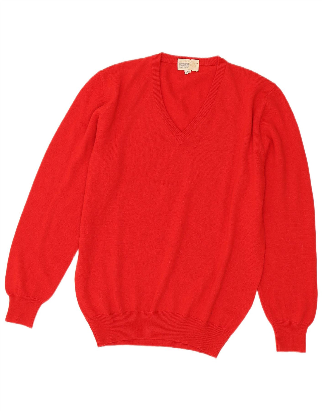 Maglione vintage da donna con scollo a V IT 46 grande acrilico rosso